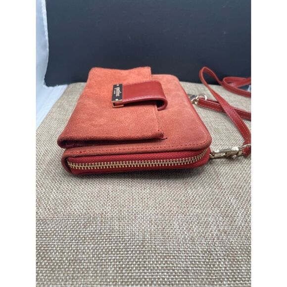 Spartina 449 Suede Crossbody or Clutch Wallet  Rust Color - Picture 6 of 16